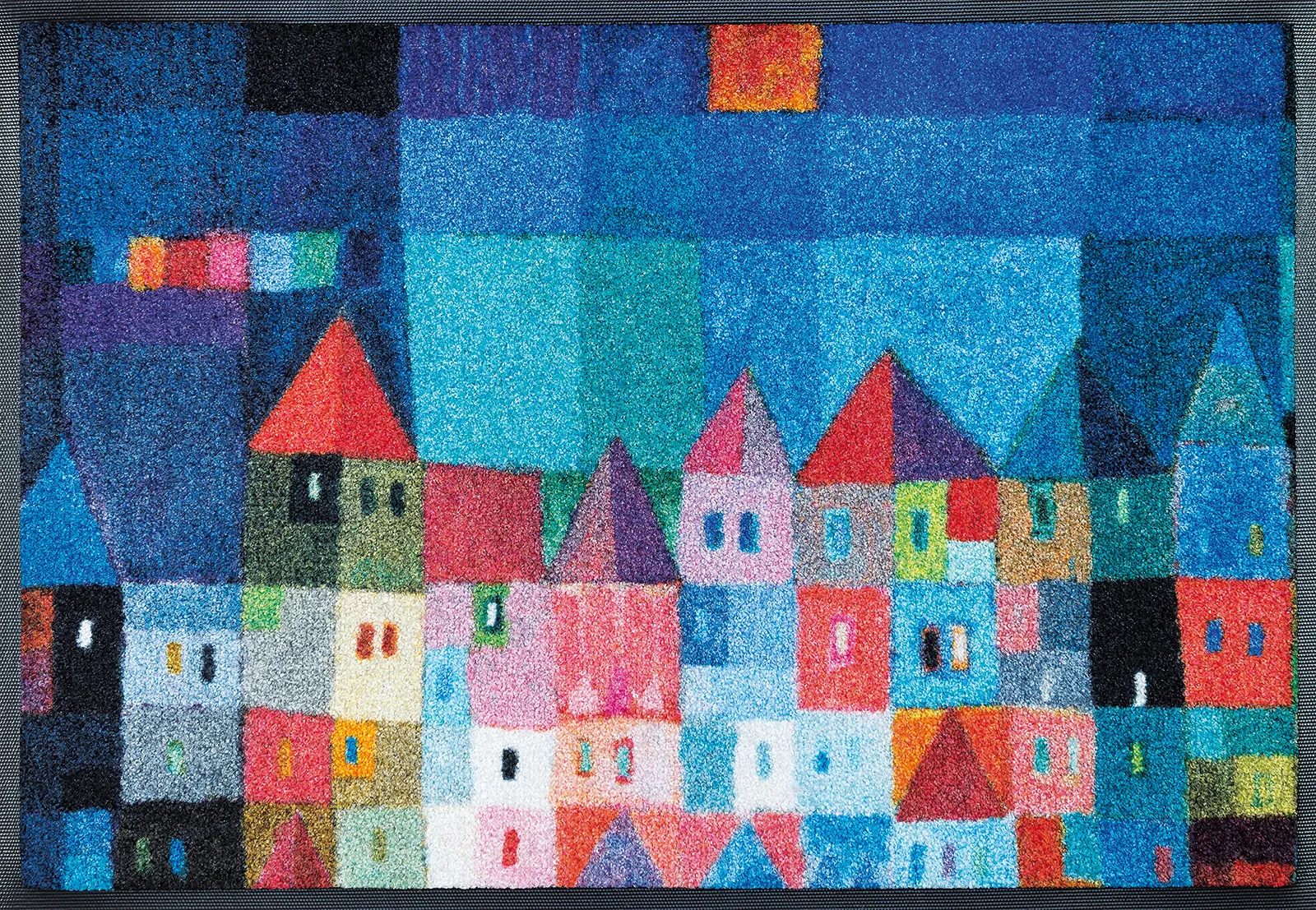 Sauberlaufmatte Colourful Houses, Wash & Dry Design, 50 x 75 cm, Draufsicht