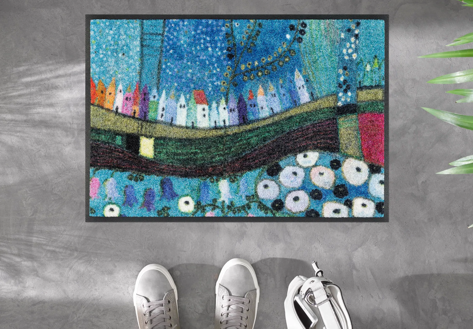 Fußmatte Stadt in Blau