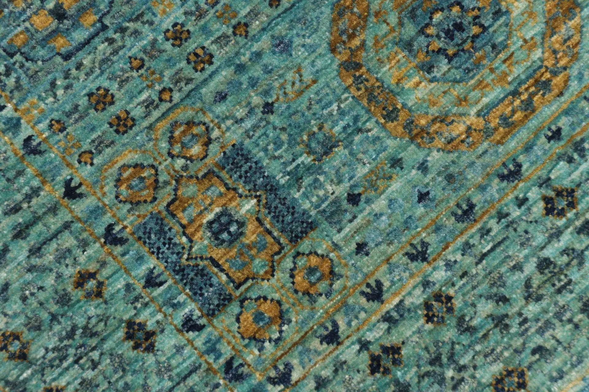 fghan-Teppich Mamlouk, turquoise, handgeknüpft, Schurwolle, 080 x 124 cm, Detailansicht