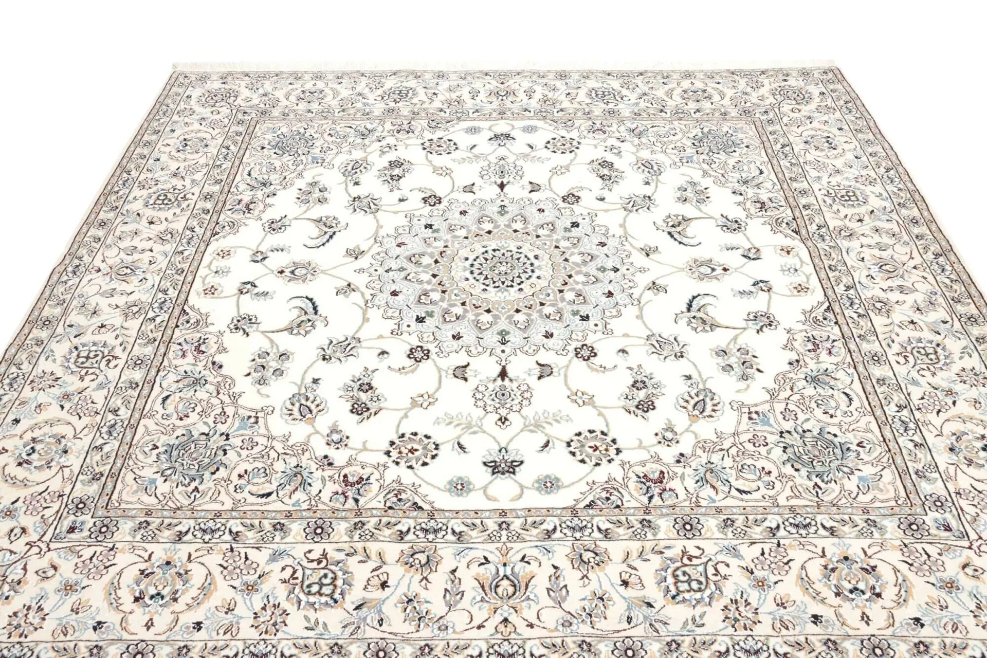 Nain Teppich Beige, 9 LA Knüpfung, Schurwolle, 203 x 211 cm, Frontalansicht