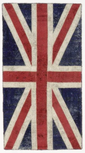 Patchworkteppich "Union Jack", used-look ausgerüstet, neu überfärbt und zusammengenäht, Draufsicht