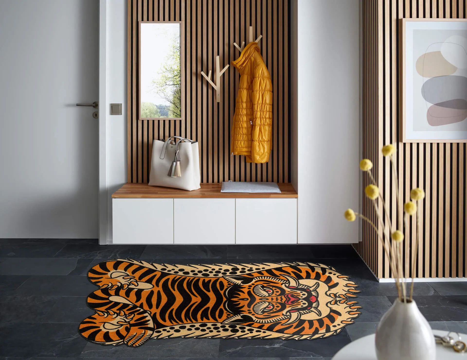 Randlose Fußmatte Dragon Tiger, wash & dry Decor, Sonderform, 090 x 150 cm, Interieurbild