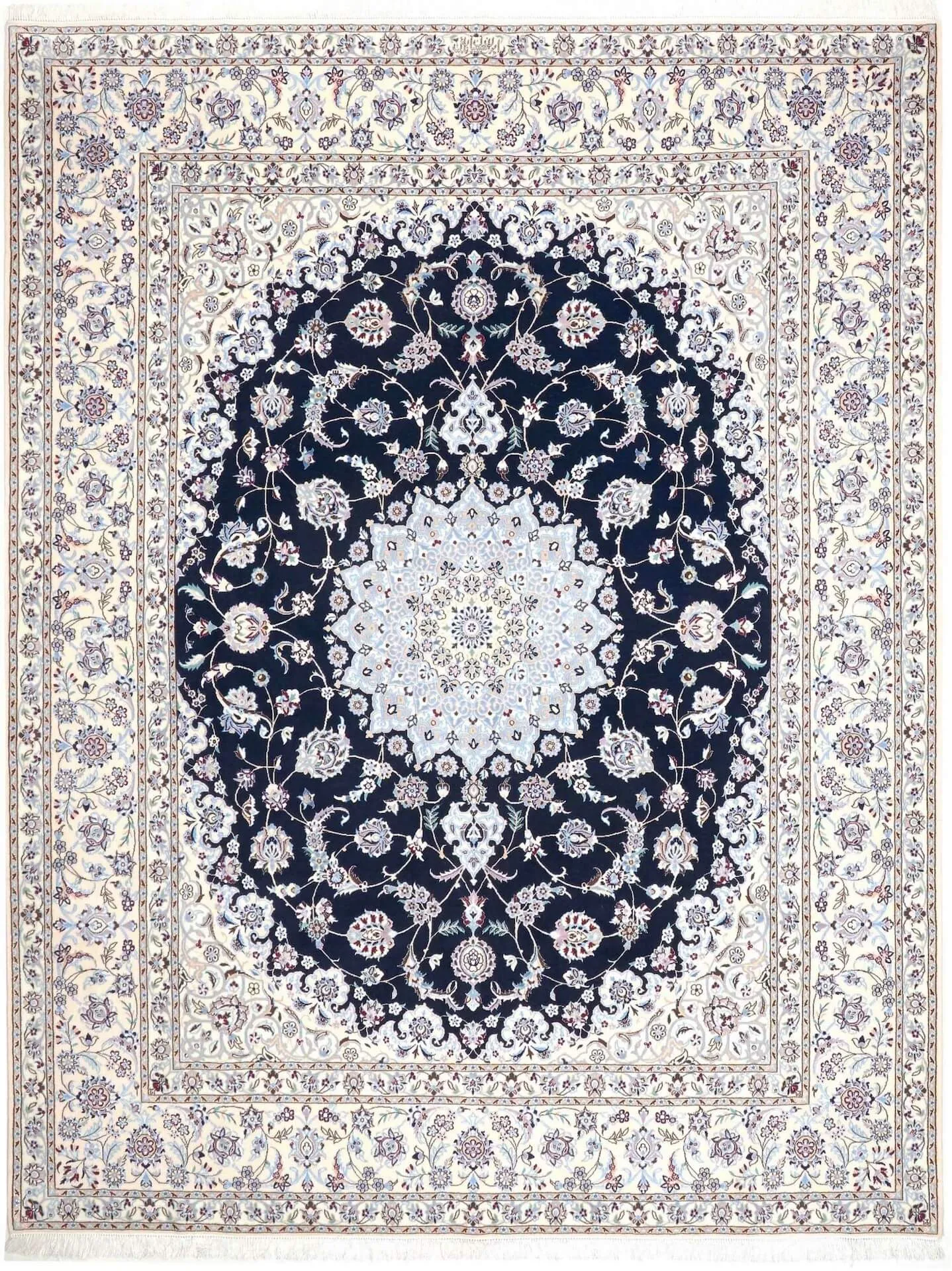 Nain Teppich Blau, 6 LA Knüpfung, Schurwolle, 208 x 270 cm, Draufsicht