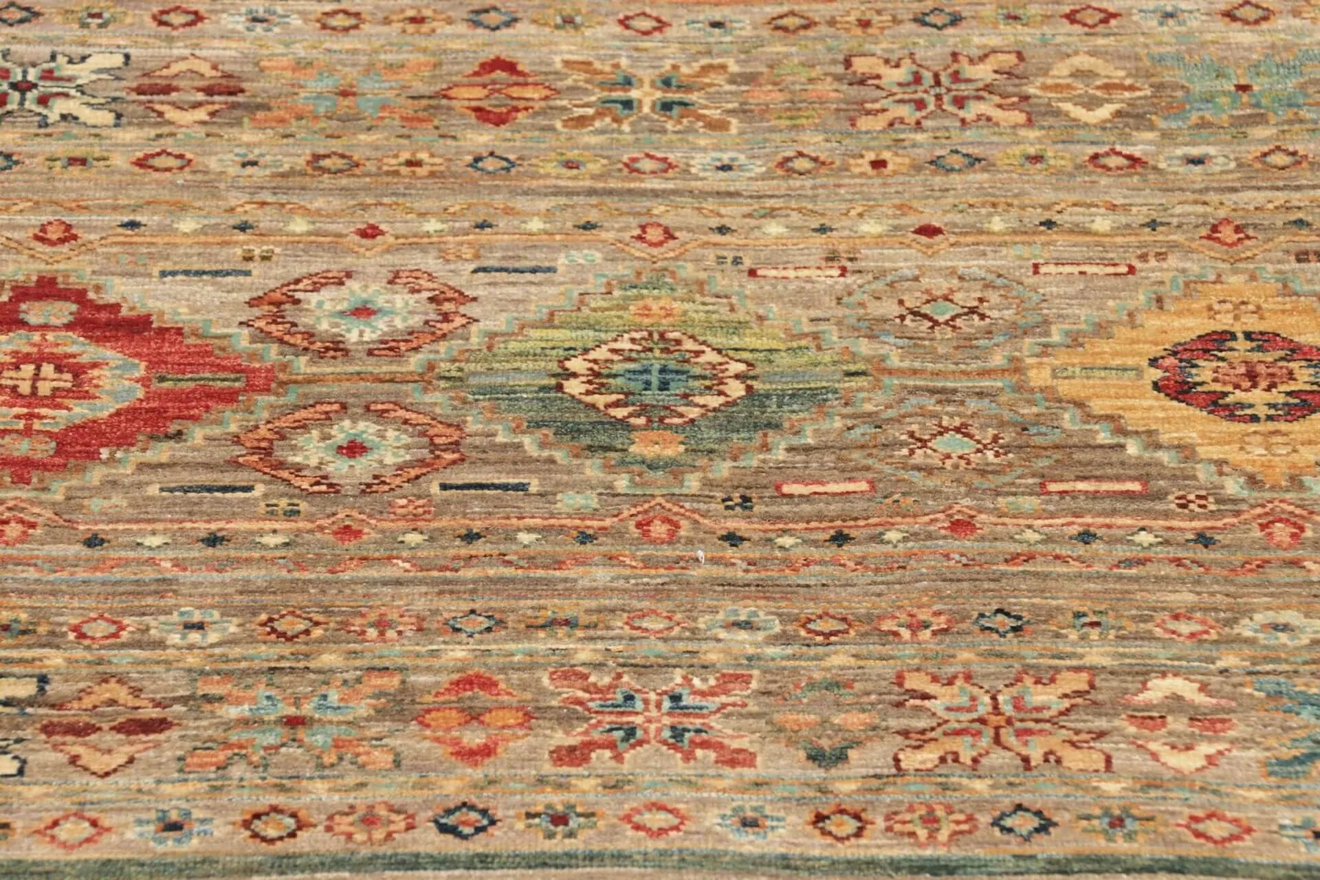 Afghanteppich Rubin Multy Runner, handgeknüpft , Schurwolle, 075 x 337 cm, mehrfarbig, Detailansicht