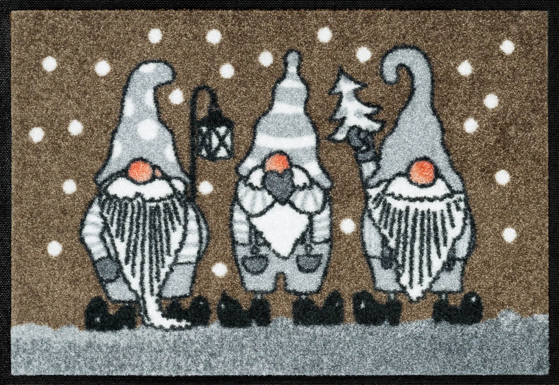 Fußmatte Weihnachten Winterzwerge taupe, wash & dry, 040 x 060 cm, Draufsicht