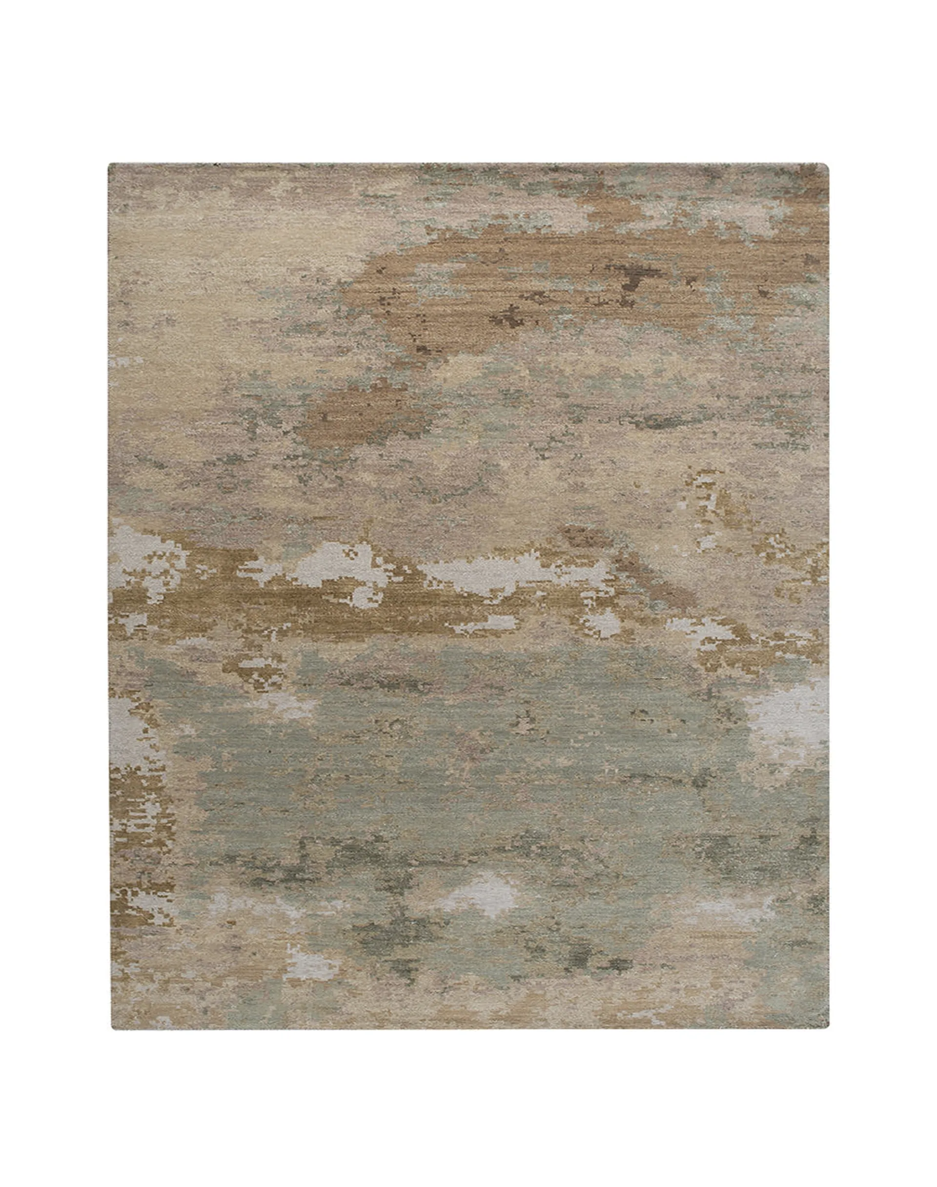 Designerteppich Grunge TVR, Spanish white, Handarbeit aus Wolle und Seide, Draufsicht