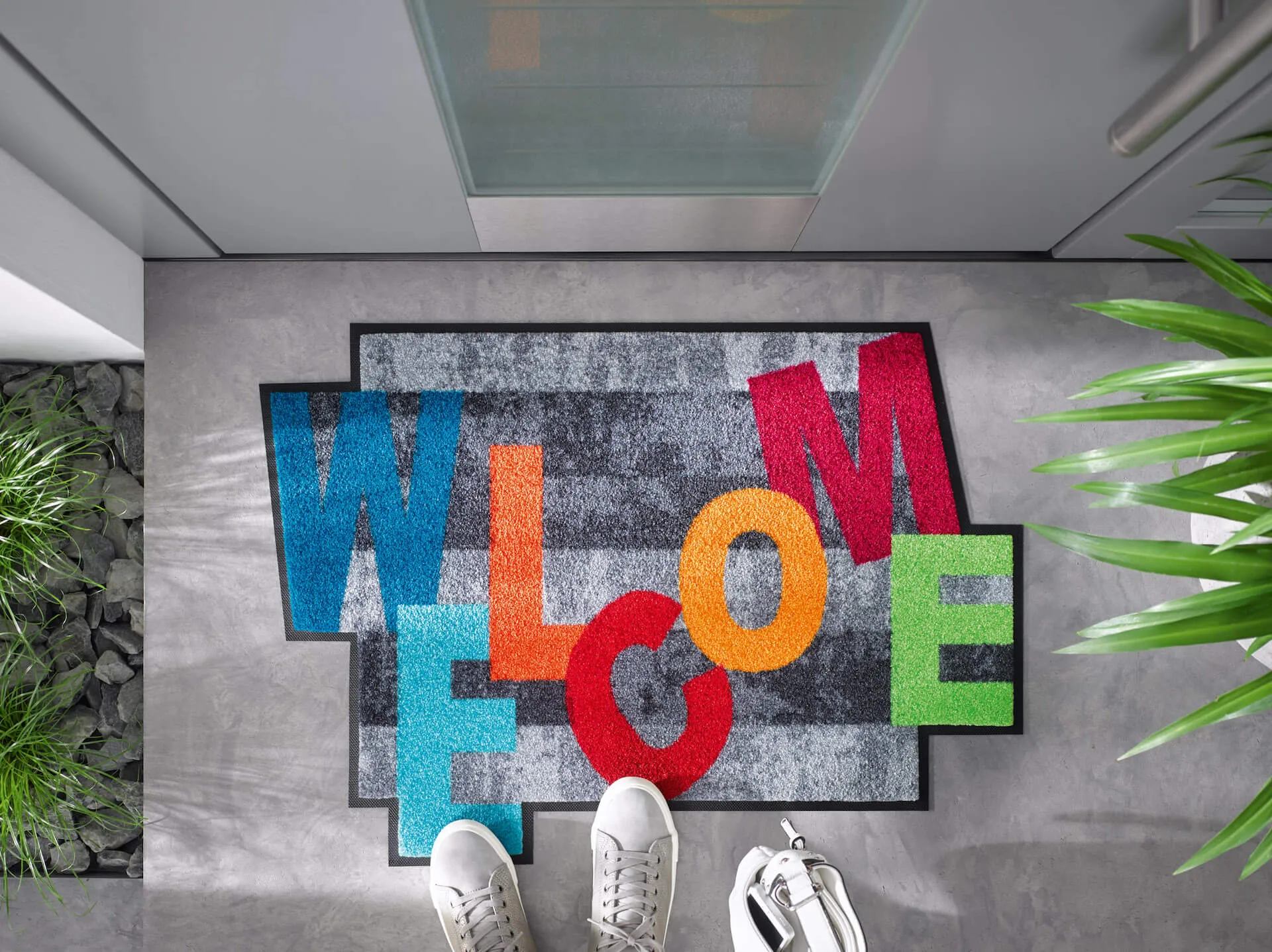 Sauberlaufmatte Crazy Welcome, Sonderform, 60 x 85 cm, Milieubild