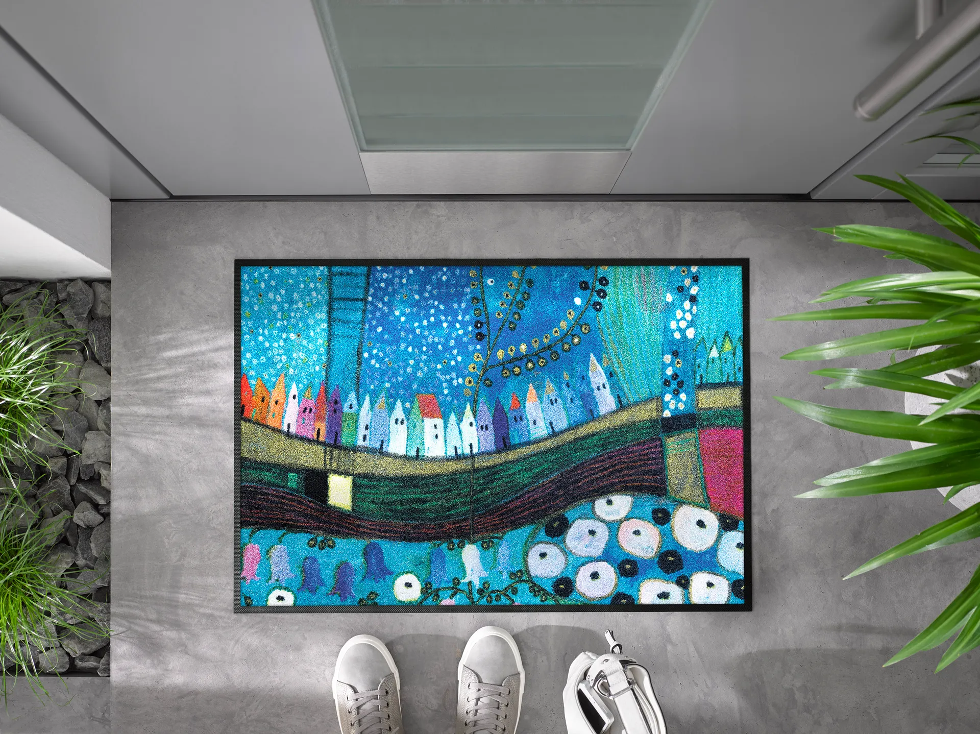 Fußmatte Stadt in Blau