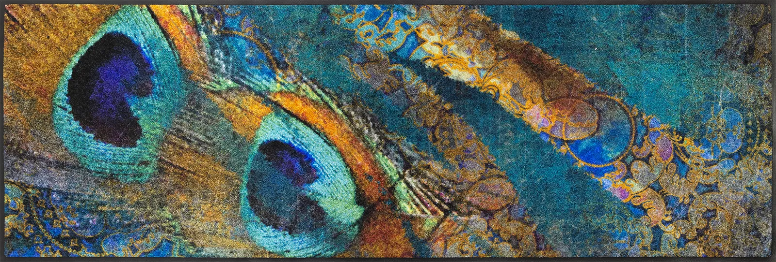 Fußmatte Exotic Pavo, Wash & Dry Interior Design, mehrfarbig, 60 x 180 cm, Draufsicht