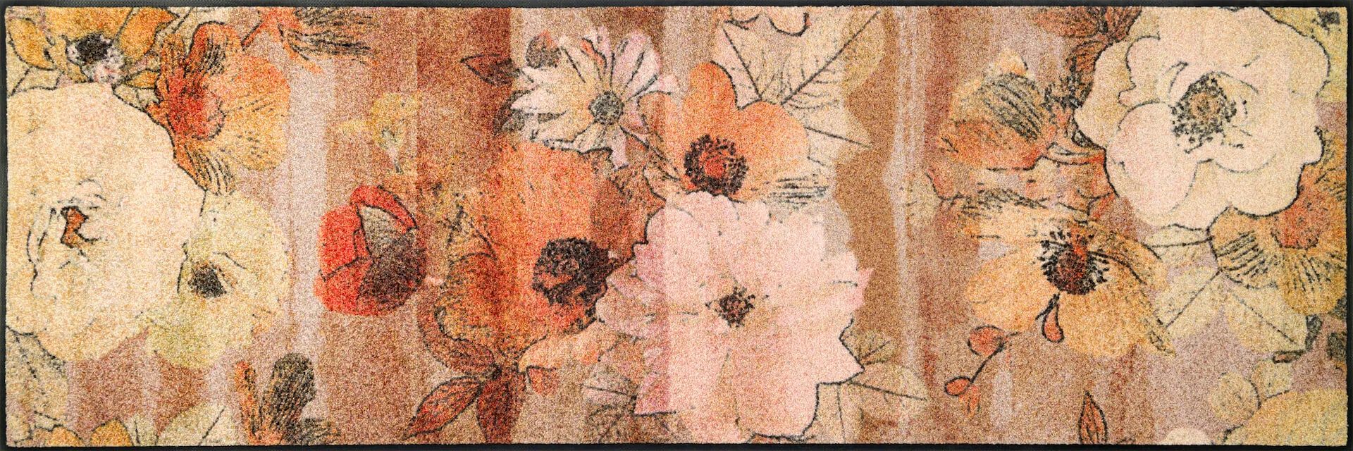 Fußmatte Retro Roses, Wash & Dry Design, mehrfarbig, 060 x 180 cm, Draufsicht