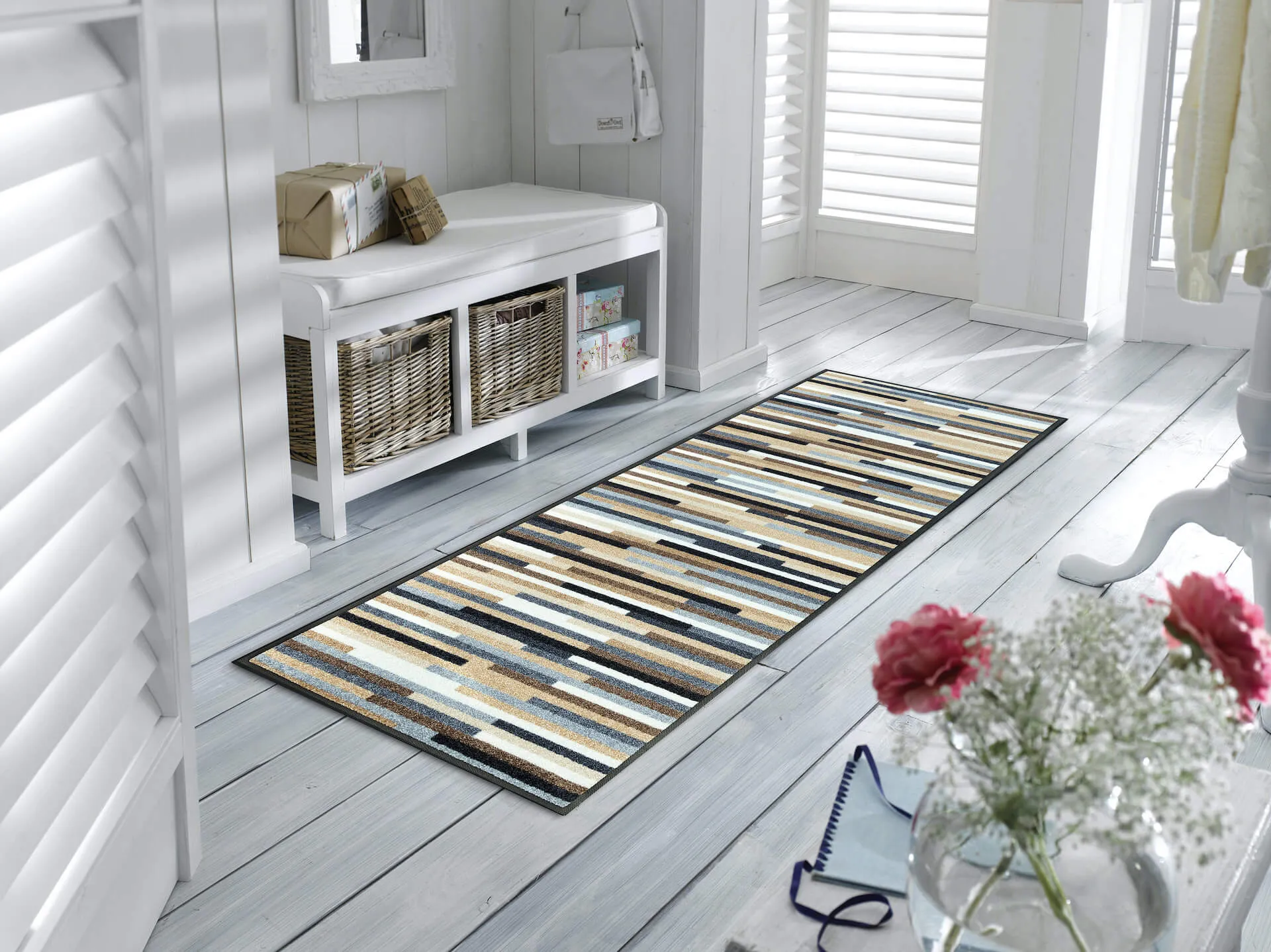 Sauberlaufmatte Mikado Stripes nature, Wash & Dry Design, 060 x 180 cm, Interieurbild