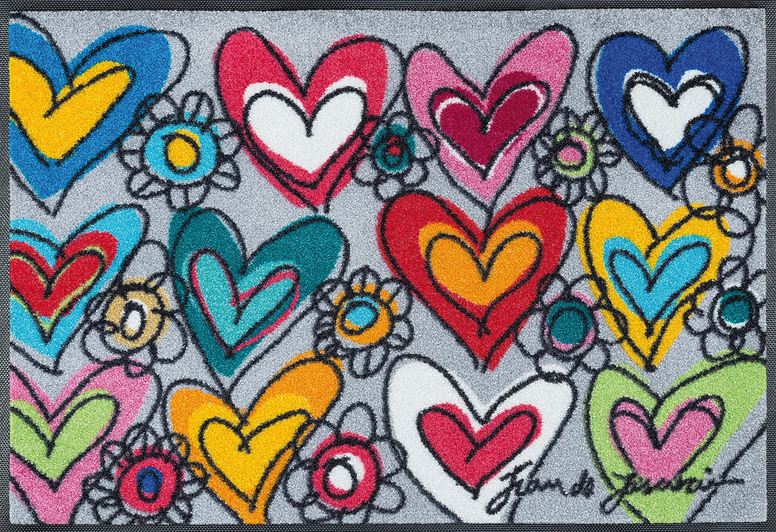 Fußmatte With Love, all things are possible, Wash & Dry Design, 050 x 075 cm, Draufsicht