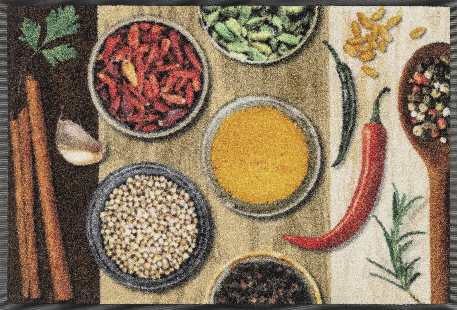 Fußmatte Hot Spices, Wash & Dry Küchenmatte, 50 x 75 cm, Draufsicht