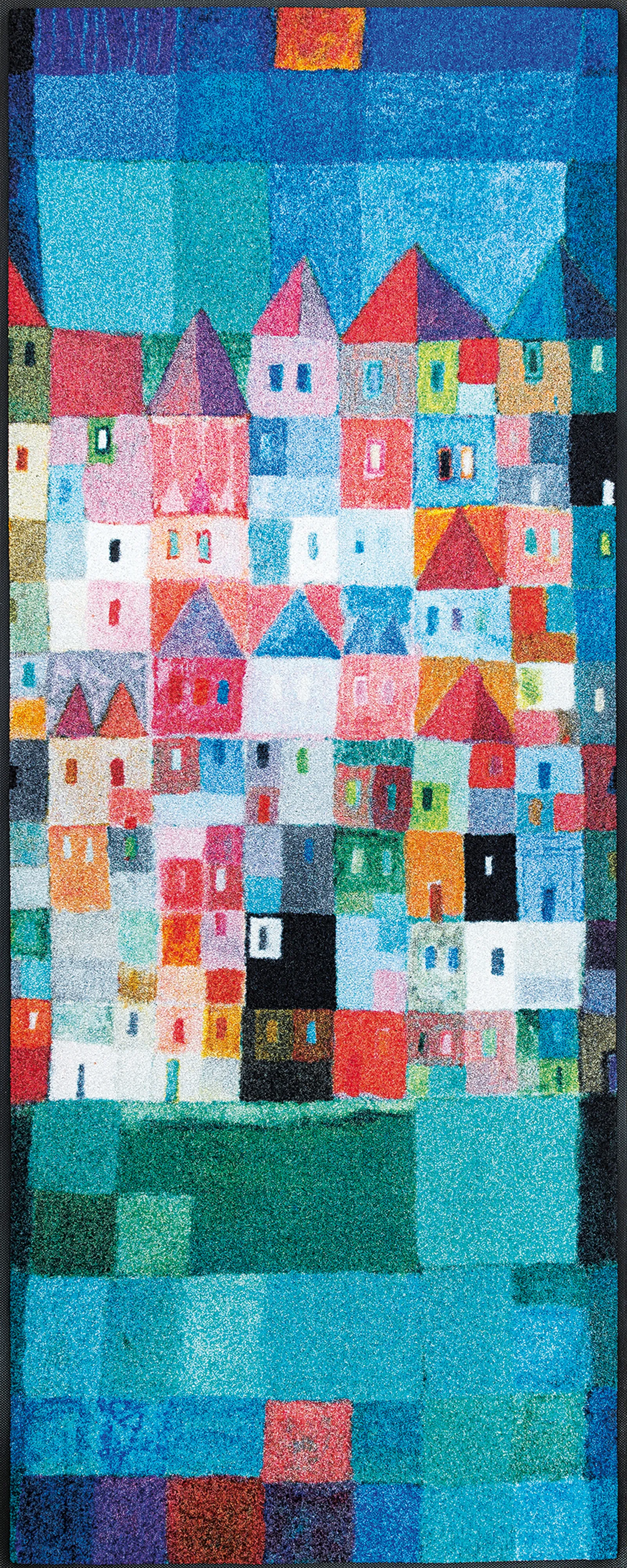 Sauberlaufmatte Colourful Houses, Wash & Dry Design, 75 x 190 cm, Draufsicht