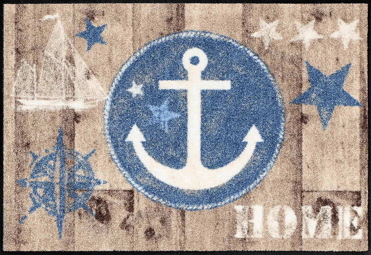 Fußmatte Anchor Wood, maritime Eingangsmatte Salonloewe, 050 x 075 cm, Draufsicht