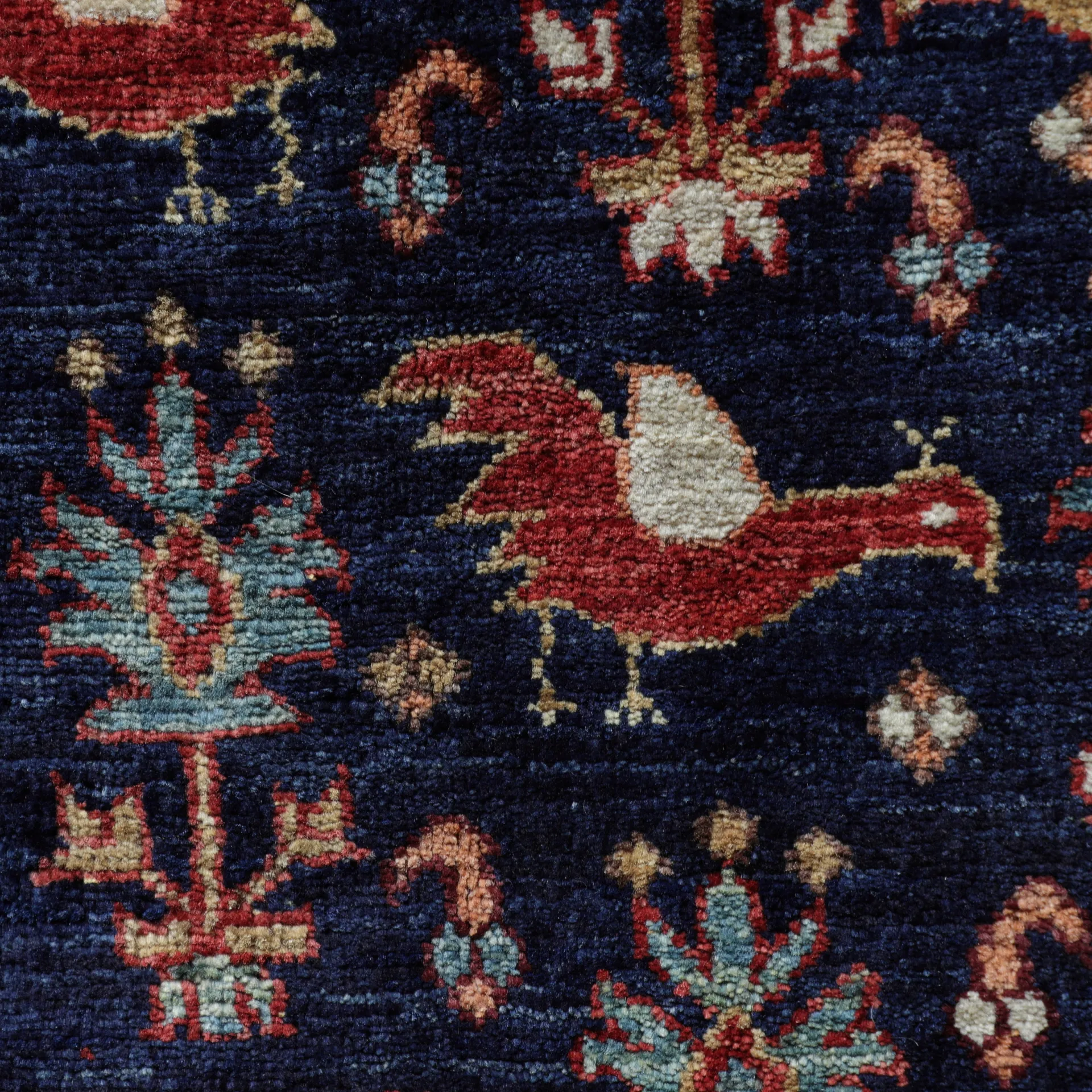 Afghan Teppich - Treasures of the Past, Motiv Birds, handgeknüpft, Detailansicht