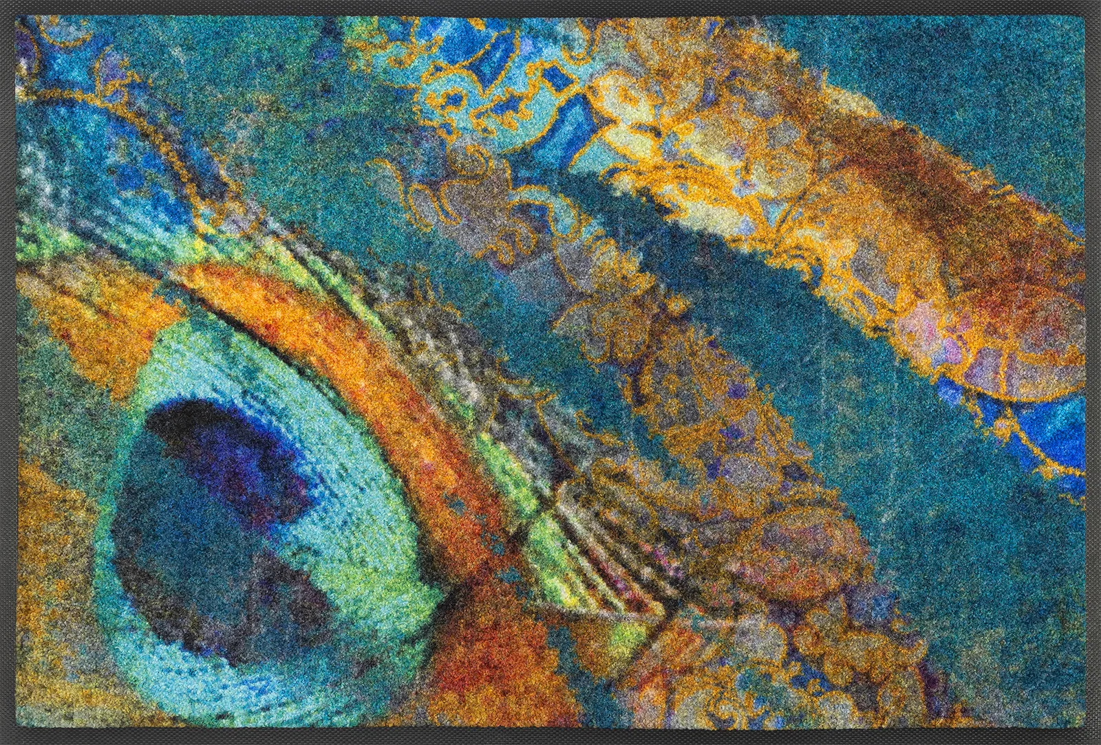 Fußmatte Exotic Pavo, Wash & Dry Interior Design, mehrfarbig, 75 x 120 cm, Draufsicht