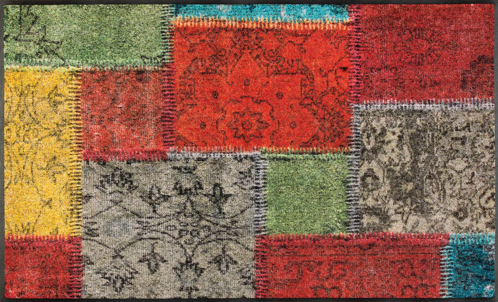 Fußmatte in Patchwork-Optik, Wash & Dry Desgn, mehrfarbig, 075 x 120 cm, Draufsicht