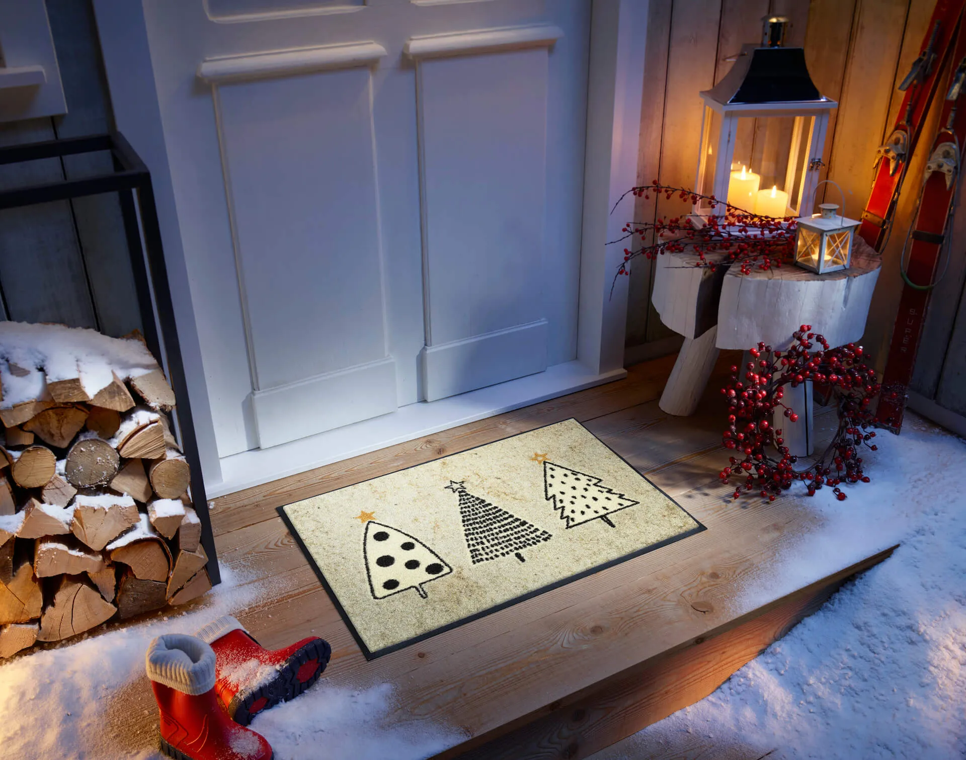 Fußmatte Silent Night, Weihnachtsmotiv Wash & Dry, 050 x 075 cm, Milieubild
