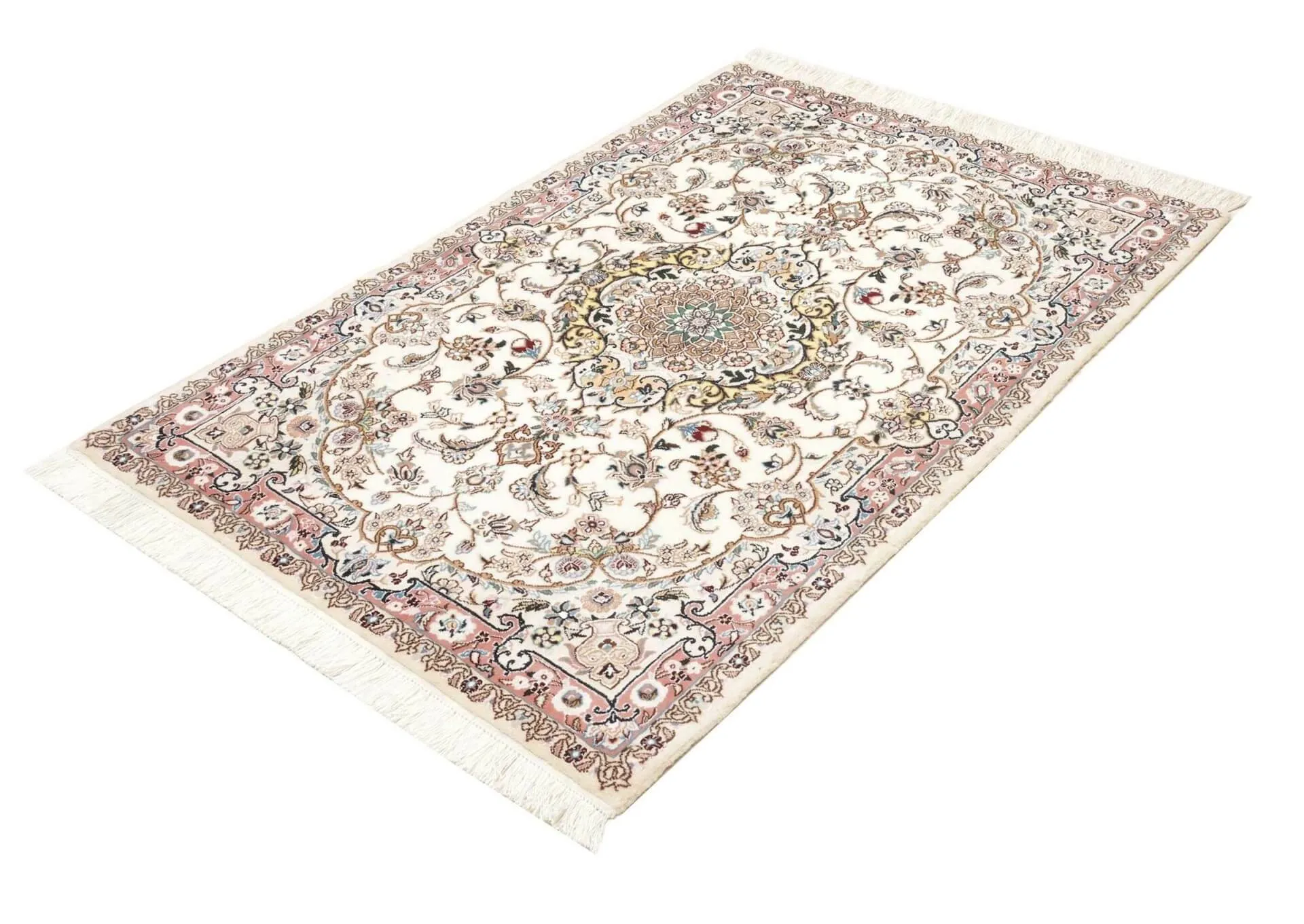 Nain Teppich, 9 LA Knüpfung, Schurwolle, 105 x 154 cm, Schrägansicht