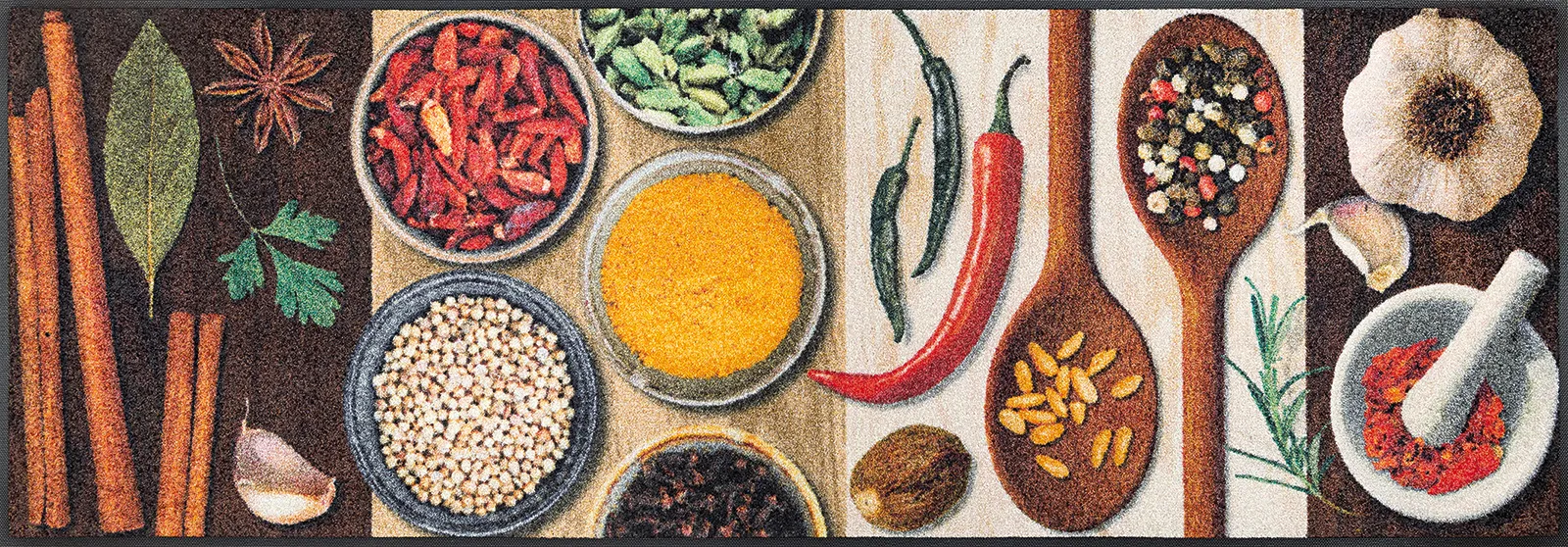 Fußmatte Hot Spices, Wash & Dry Küchenmatte, 60 x 180 cm, Draufsicht