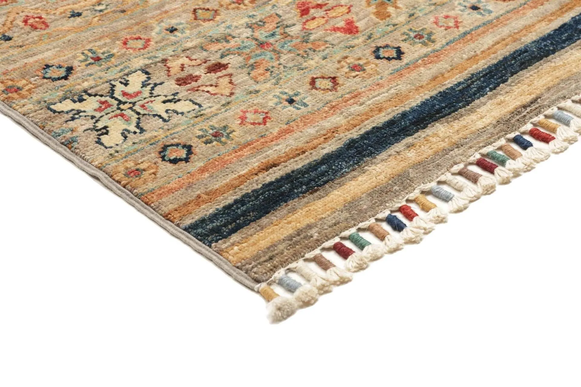 Afghanteppich Rubin Multy Runner, handgeknüpft , Schurwolle, 075 x 337 cm, mehrfarbig, Detailansicht