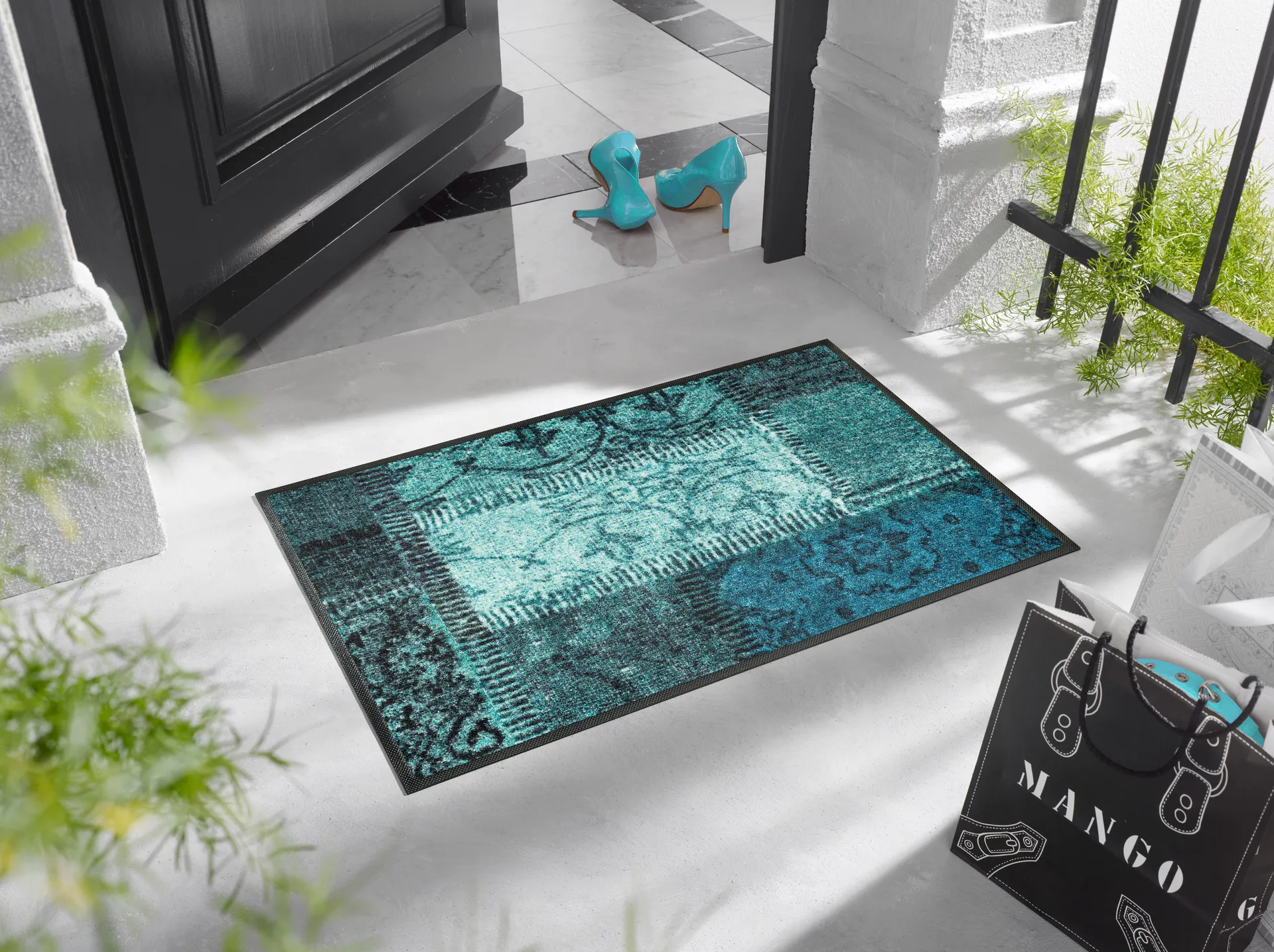 Fußmatte Vintage Patches türkis
