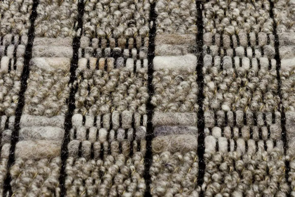 Handwebteppich Black Forest Stübenwasen, gewalkte Schurwolle, beige/braun, Farbmuster