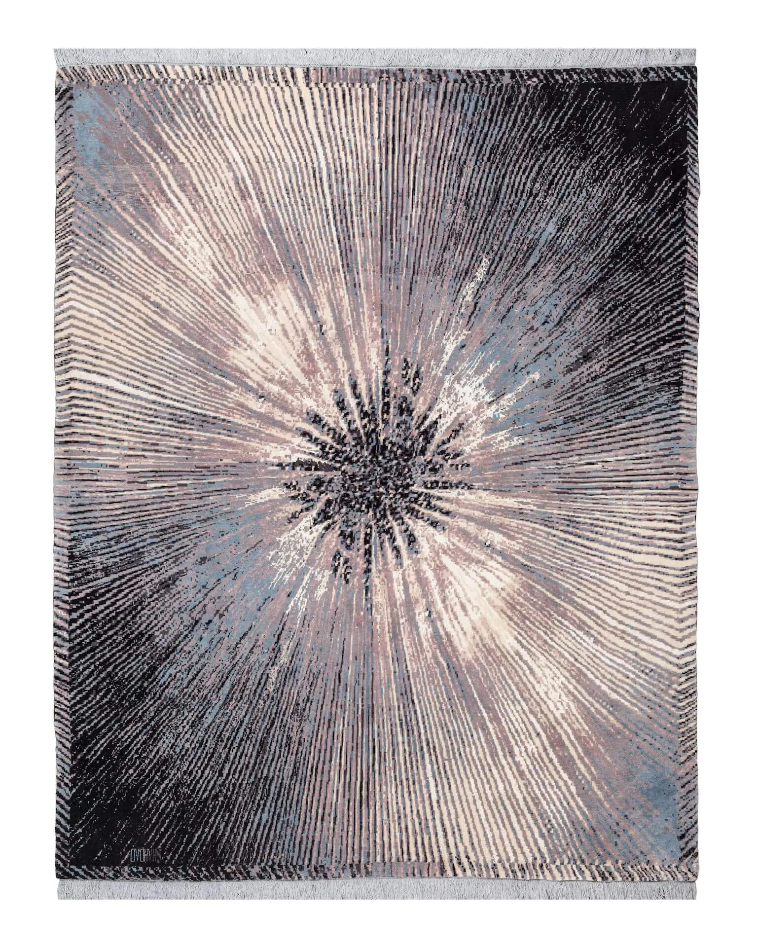 Stardust persischer Designerteppich, Wolle & Seide, mehrfarbig, 230x 295 cm, Draufsicht
