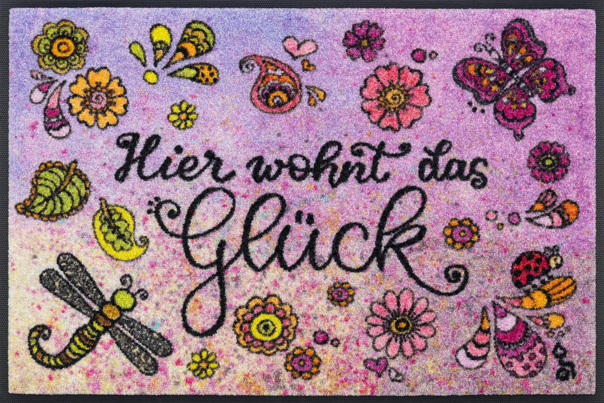 Fußmatte "Hier wohnt das Glück", Rollin' Art Design, wash & dry Kollektion, 50 x 75 cm, Draufsicht