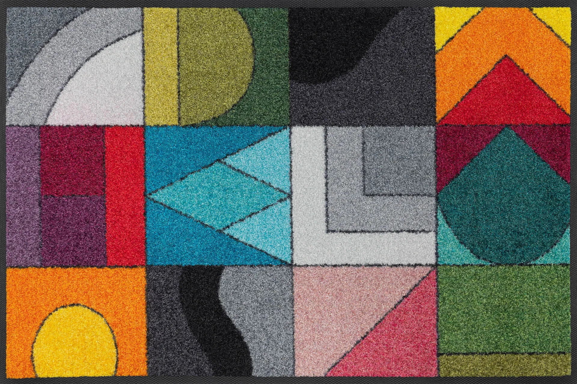 Sauberlaufmatte Momix, Wash & Dry Design im Bauhausstil, mehrfarbig, 050 x 075 cm, Draufsicht