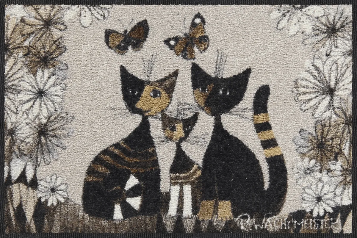 Fußmatte Gatti con Fiori, Rosina Wachtmeister Lifestyle, 050 x 075 cm, Draufsicht