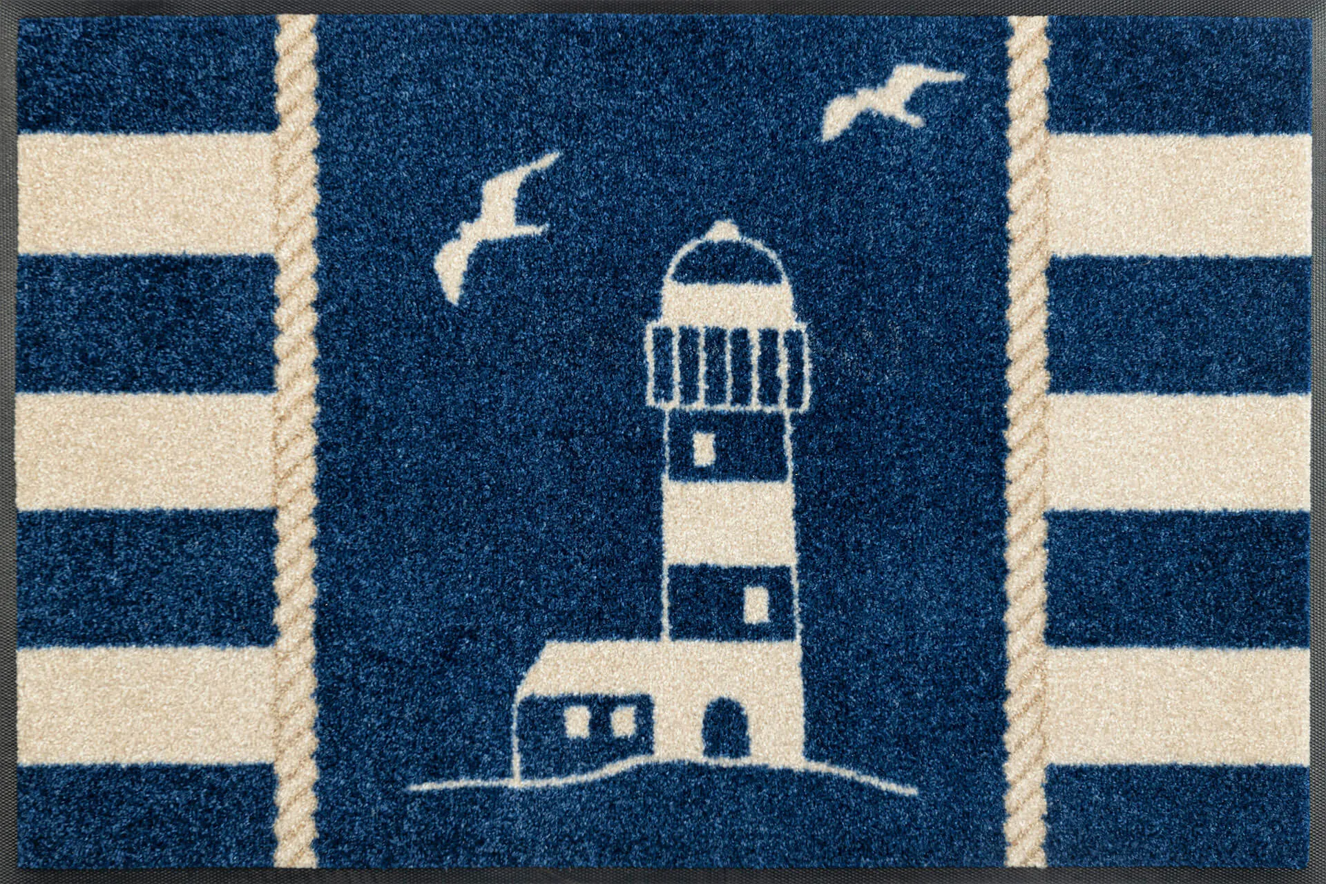 Fussmatte Sea View, Wash & Dry Design, blau/weiß, 050 x075 cm, Draufsicht