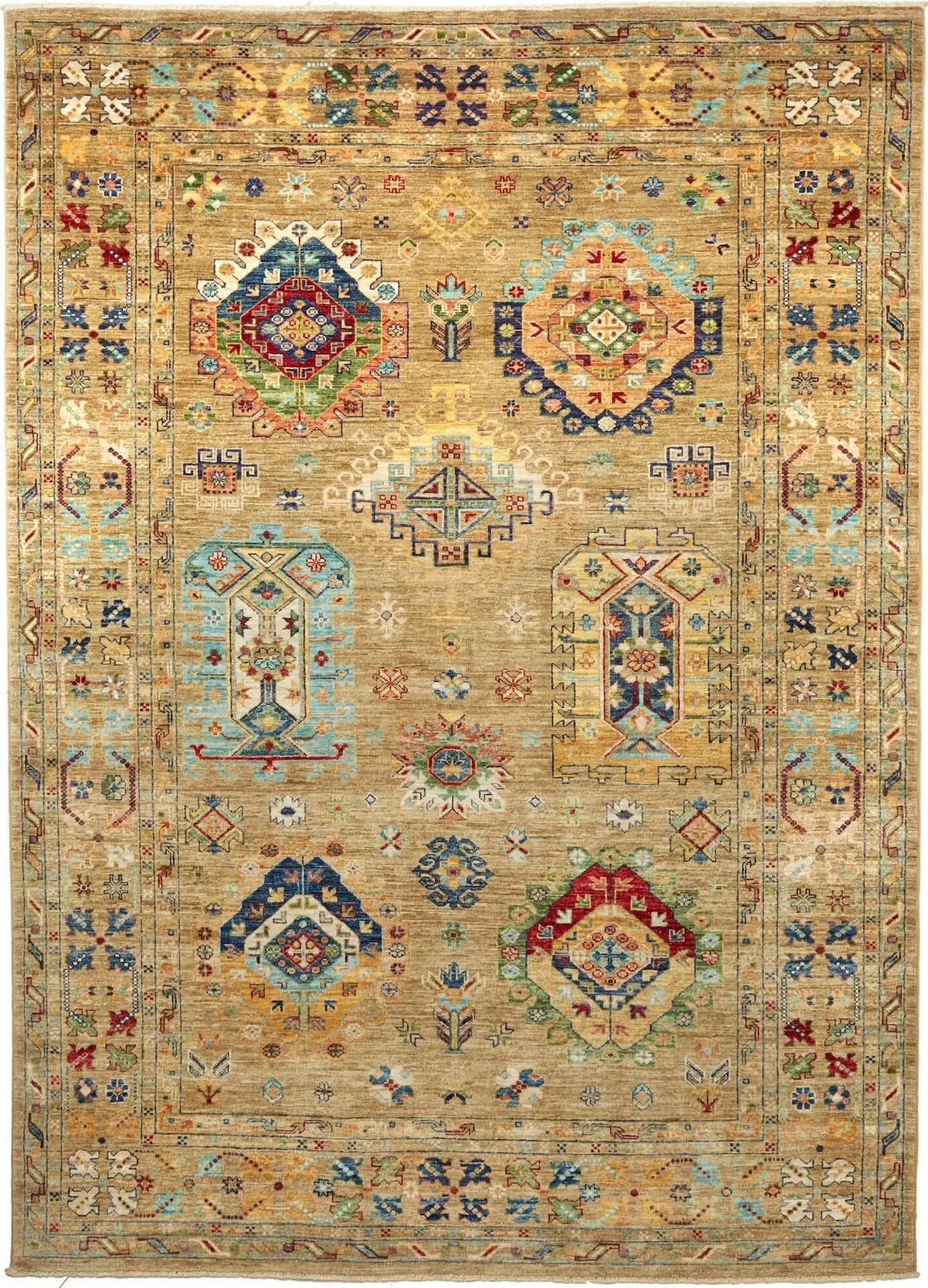  Afghanteppich Tribal Gold Star, reine Schurwolle, handgeknüpft, 169 x 234 cm, Draufsicht