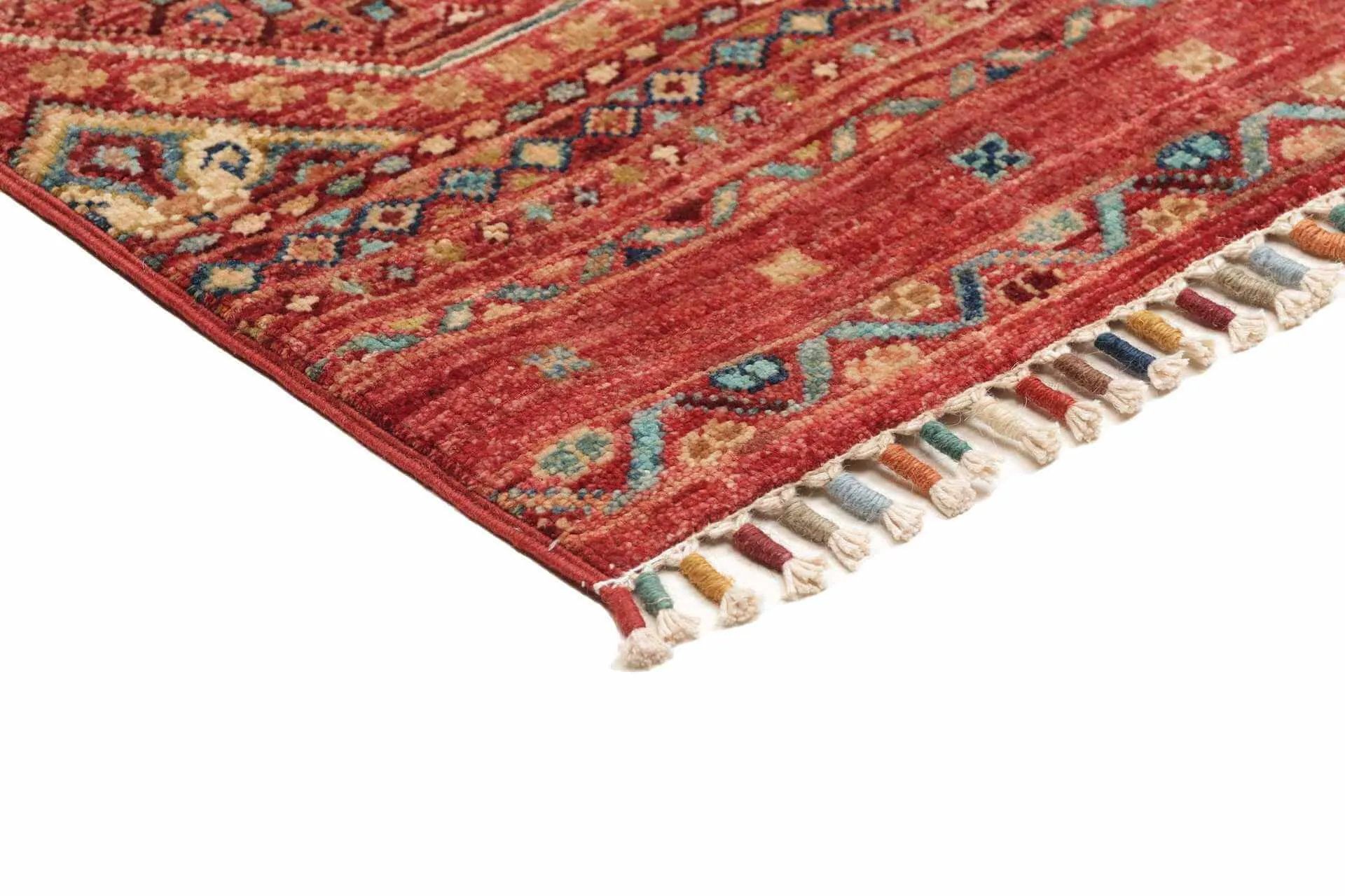 Afghan Teppich Rubin Red, handgeknüpftes Unikat, Schurwolle, 099 x 153 cm, Detailansicht