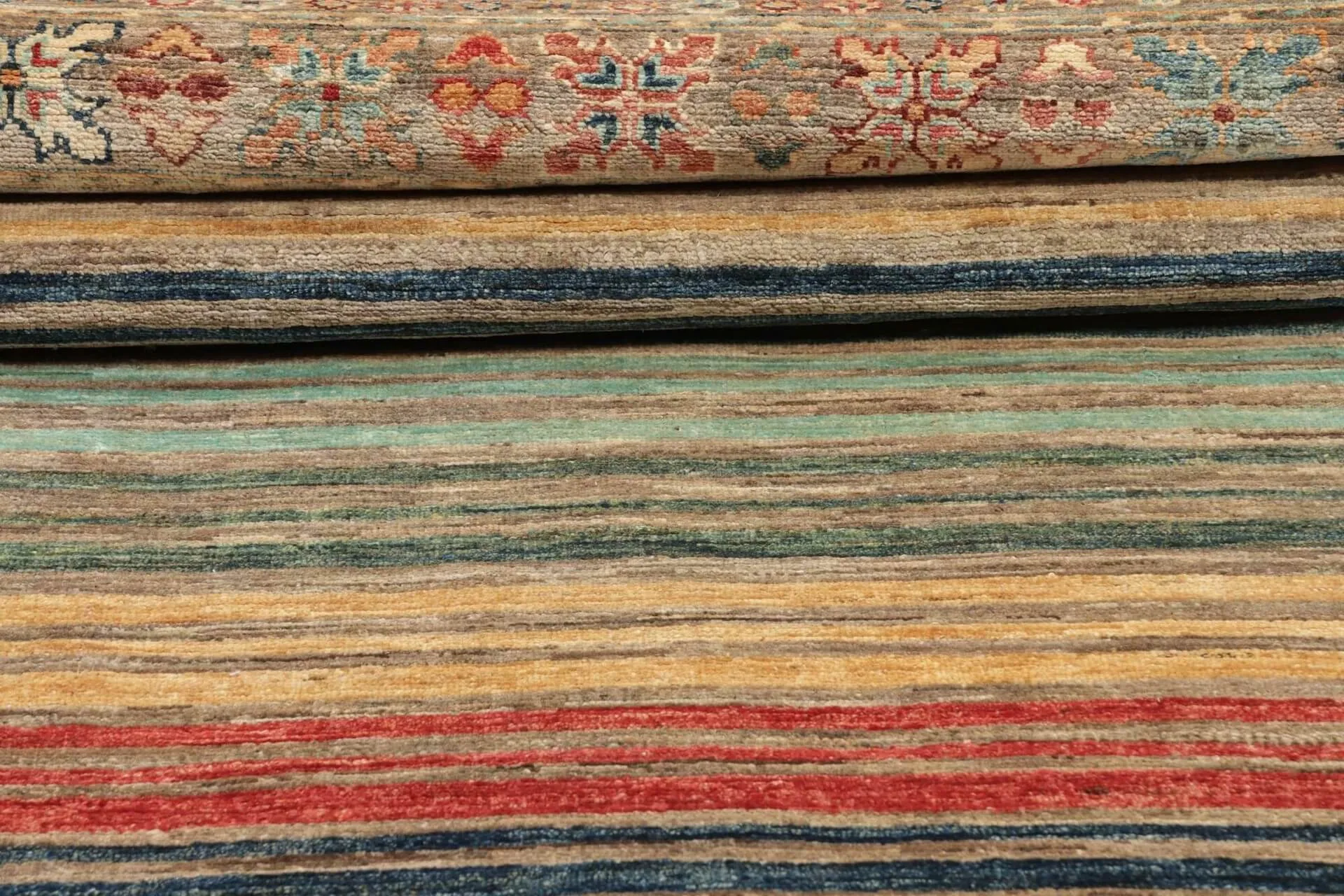 Afghanteppich Rubin Multy Runner, handgeknüpft , Schurwolle, 075 x 337 cm, mehrfarbig, Detailansicht