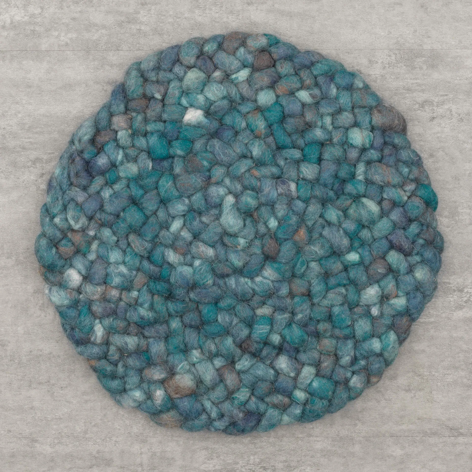 Paulig Handwebteppich Salsa Jameica, rund, Schurwolle, Farbe 145, Draufsicht
