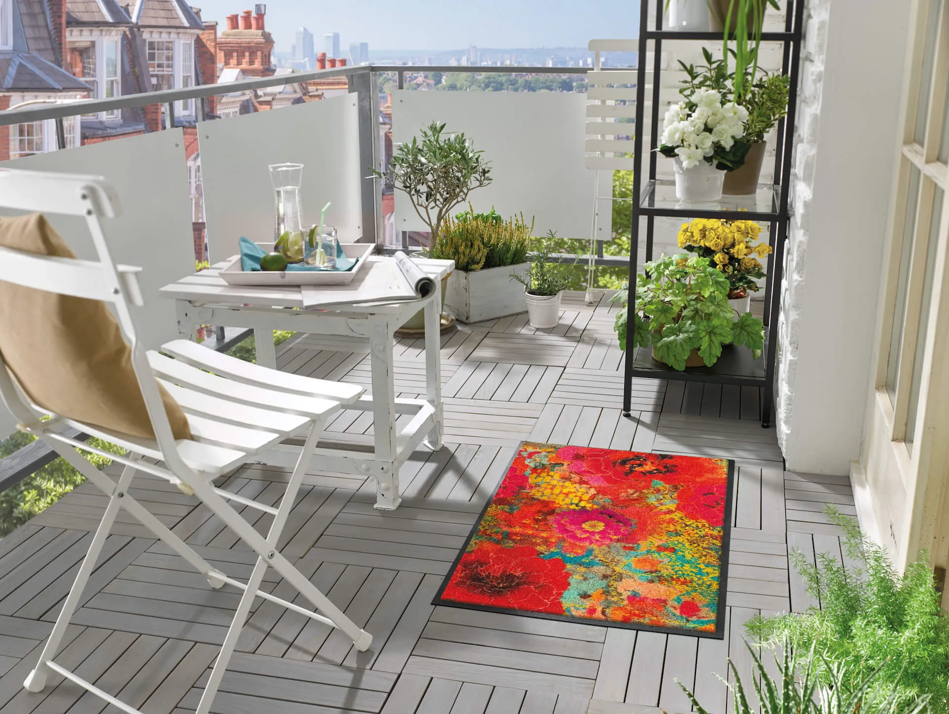 Fußmatte Flowerchains, Wash & Dry Designmatte, 050 x 075 cm, Milieubild