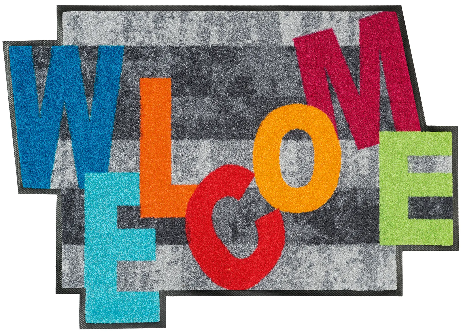 Sauberlaufmatte Crazy Welcome, Sonderform, 60 x 85 cm, Draufsicht