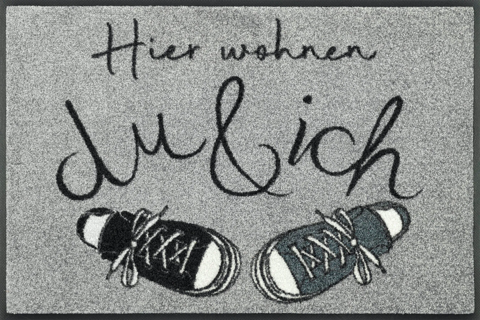 Fußmatte Hier wohnen..., Wash & Dry Designmatte, 050 x 075 cm, Draufsicht