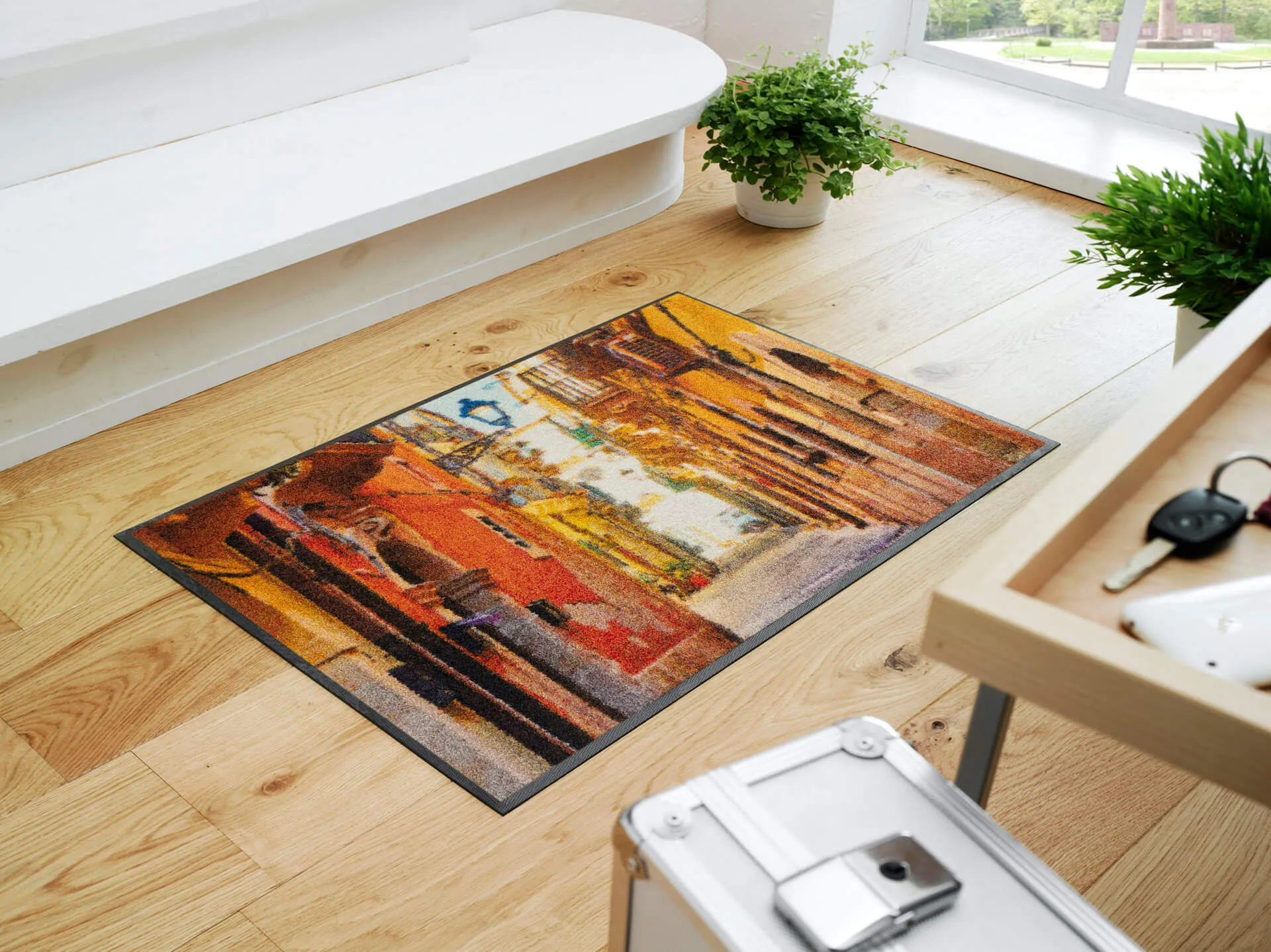 Fußmatte Vicolo Siciliano, Wash & Dry Design, 050 x 075 cm, mehrfarbig, Interieurbild