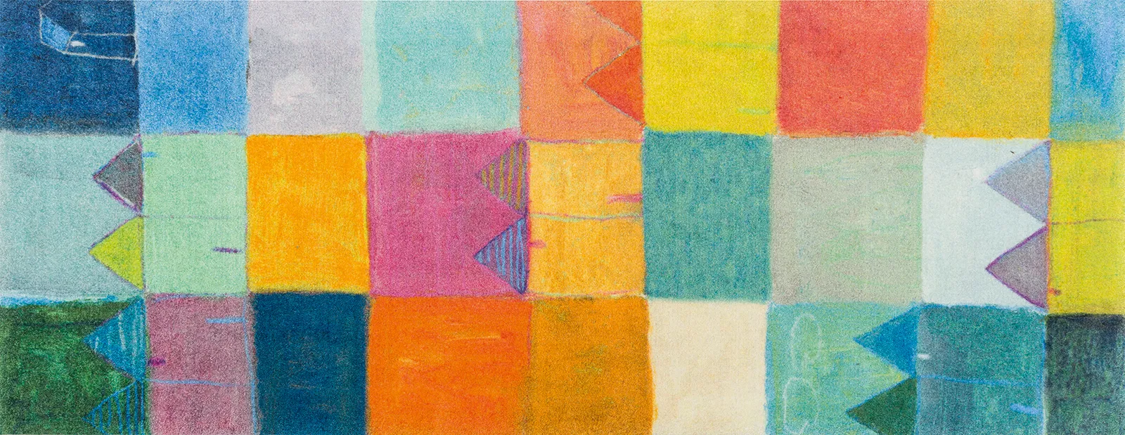 Sauberlaufmatte Sonnenstadt, fröhliches Design, mehrfarbig, 080 x 200 cm, Draufsicht
