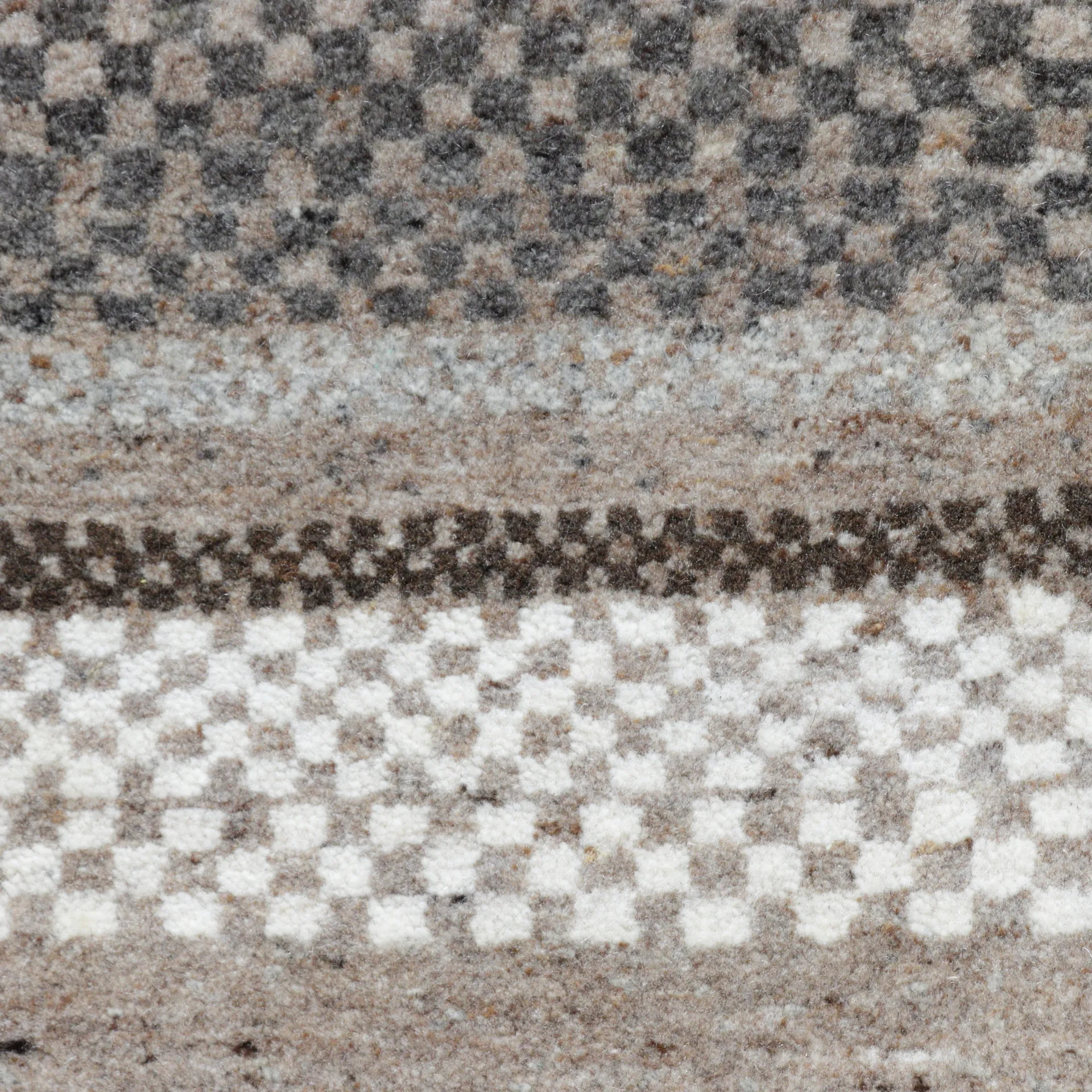 Natur-Pur Teppich mit Streifendesign, handgeknüpft aus Schurwolle in beige/braunen Farben, Detailansicht