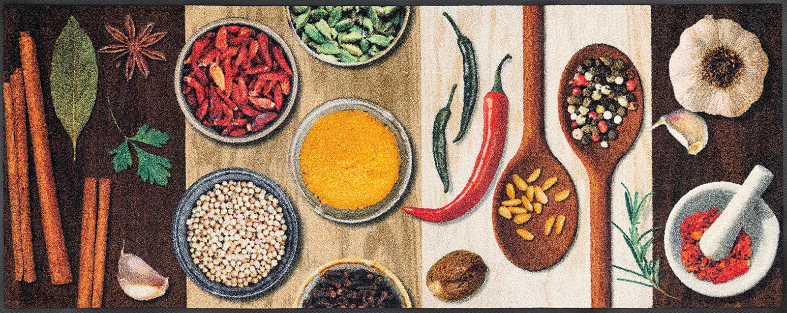Fußmatte Hot Spices, Wash & Dry Küchenmatte, 75 x 190 cm, Draufsicht