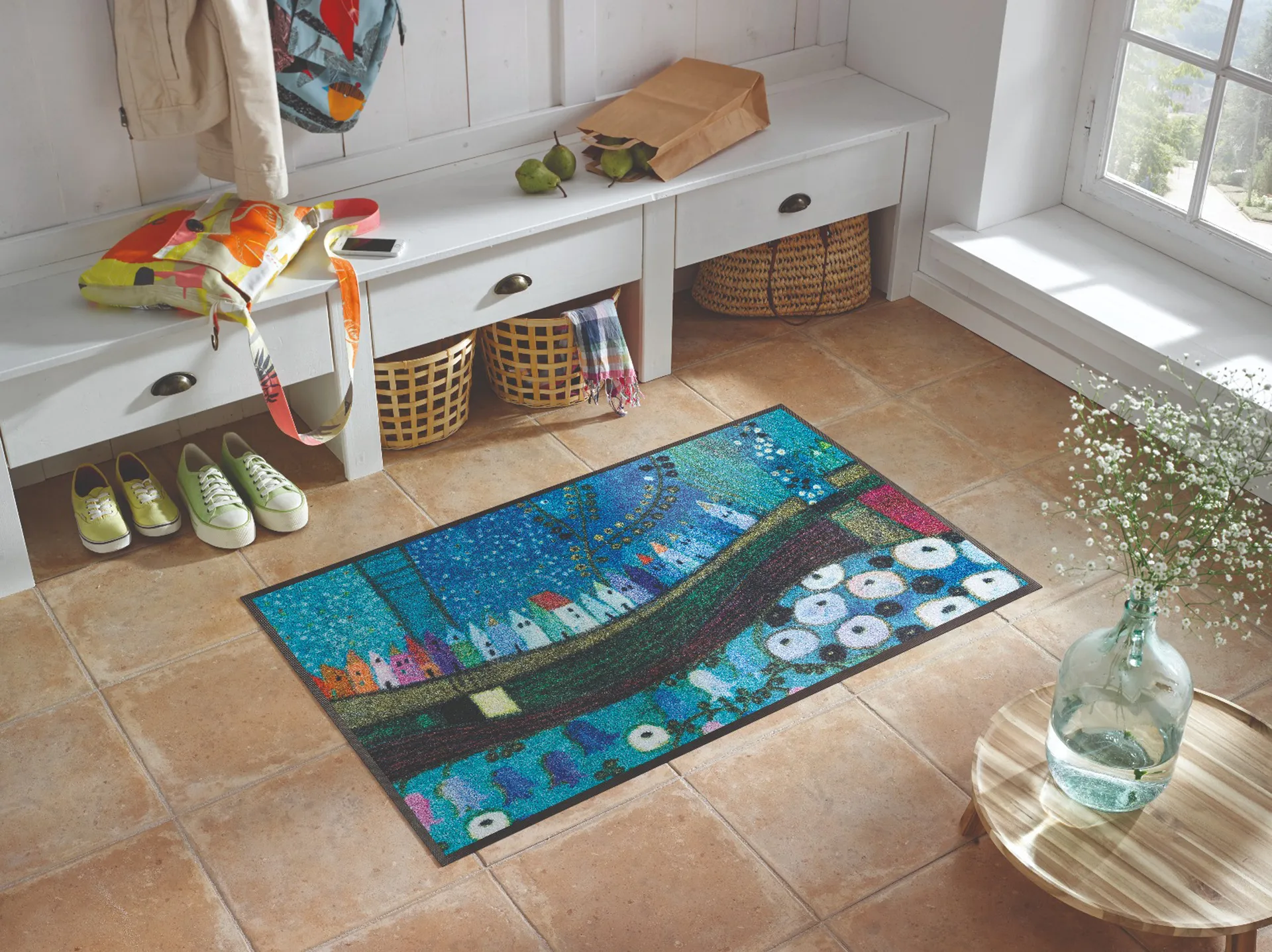 Fußmatte Stadt in Blau