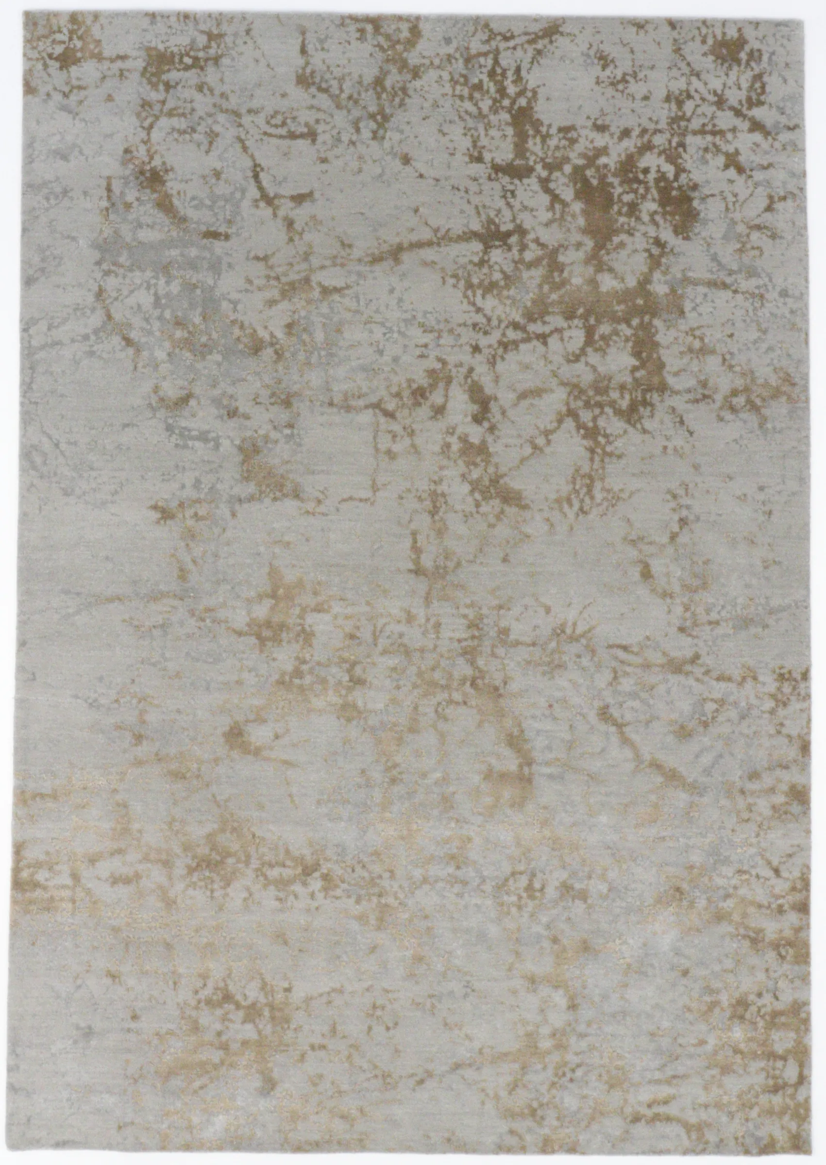 Chaos Theory by Kavi modern Art, indischer Designerteppich, grau/gold, Draufsicht