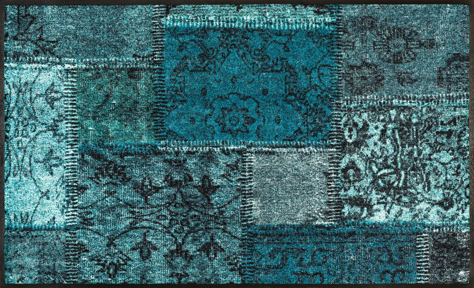 Fußmatte Vintage Patces türkis, Wash & Dry Design, 75 x 120 cm, Draufsicht