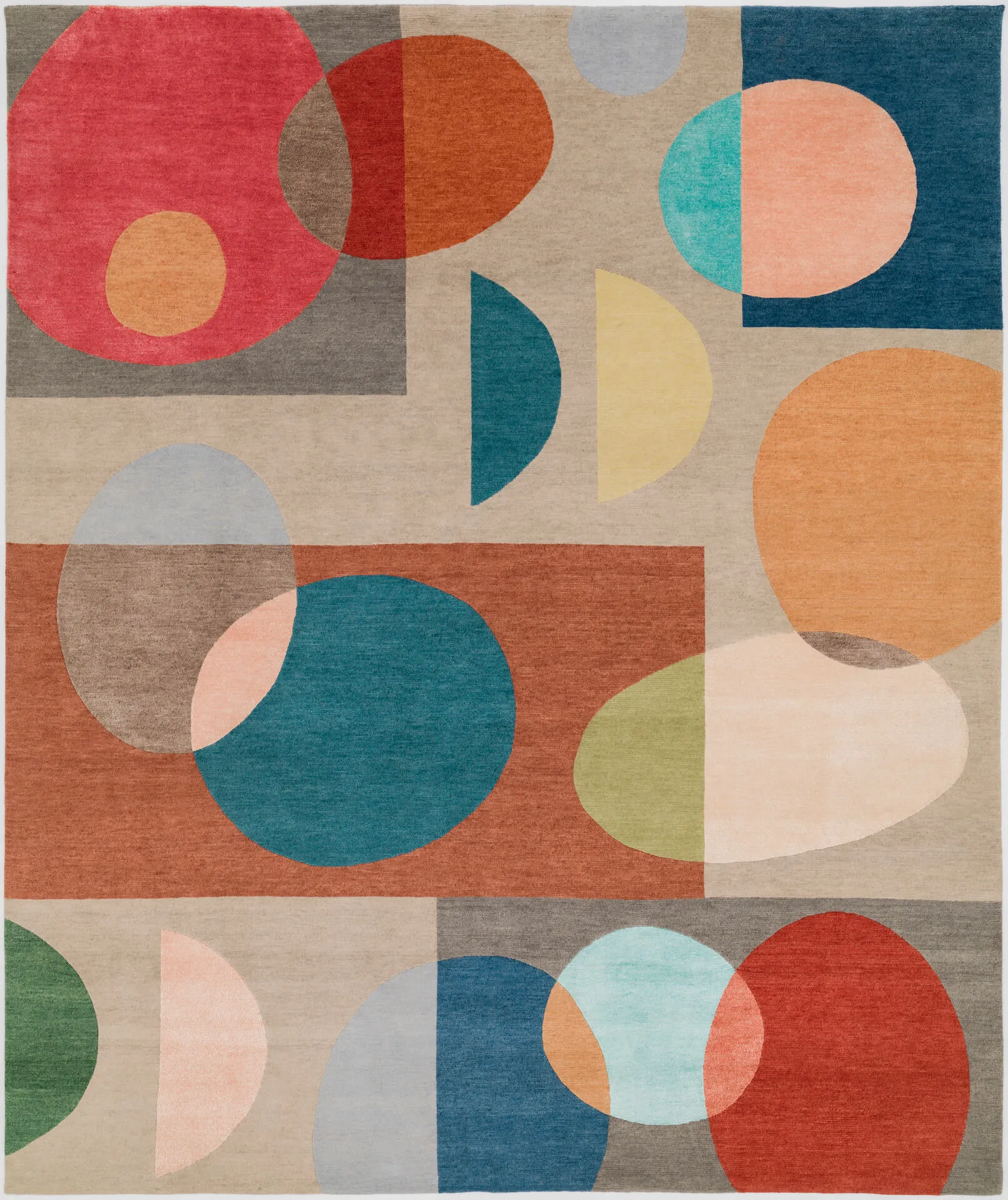 Makalu Domus MD 383, Designerteppich handgeknüpft in Nepal, mehrfarbig, Draufsicht