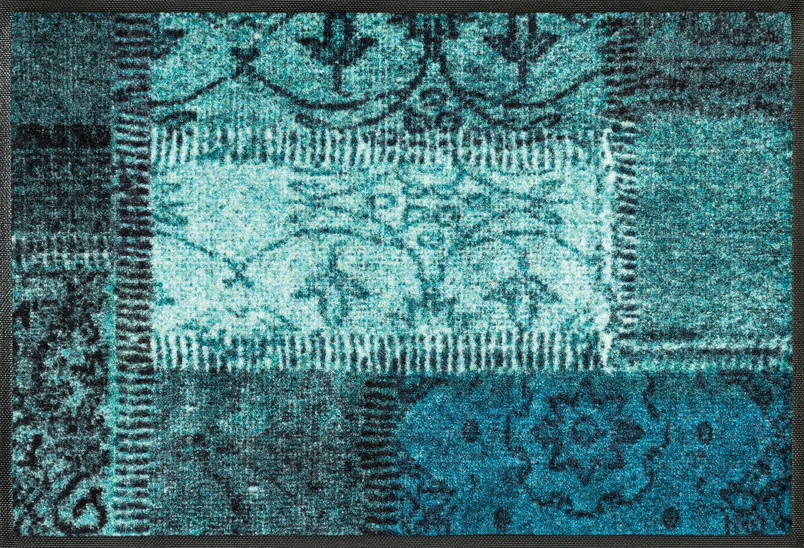 Fußmatte Vintage Patces türkis, Wash & Dry Design, 50 x 75 cm, Draufsicht