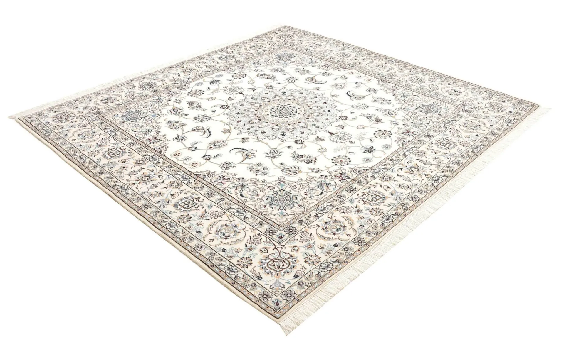 Nain Teppich Beige, 9 LA Knüpfung, Schurwolle, 203 x 211 cm, Schrägansicht